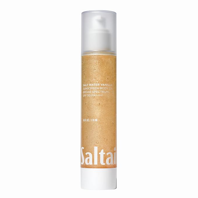 Saltair SPF Body Oil - Broad Spectrum SPF 50 PA++++ Sunscreen. Lightweight Dry Oil with Sun Protection and Moisturizing Kukui & Mongongo Extracts. Salt Water Vanilla Scent, 4floz Vacation Essential
