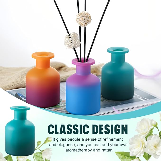 1Pcs 150ml/5oz Empty Glass Diffuser Bottle Aromatherapy Jar Container Fragrance Accessories Use with Essential Oils Replacement Diffusers Reed Sticks DIY Crafts Decor Blue Gradient