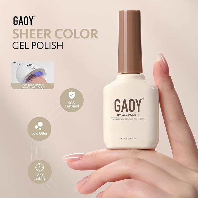 GAOY Jelly Gel Nail Polish, 16ml Sheer Translucent Soak Off Gel Polish, UV Light Cure for Nail Art DIY at Home, 3158 Beige Moss