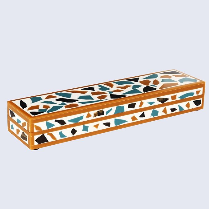 Handicrafts Home Decorative Remote Holder Box 10x2.5 – Slim Organizer Box with Lid for TV Remotes, Coffee Table Décor, Modern Shelf Box, Boho Home Décor Accent, Black and White Decorative Storage Box
