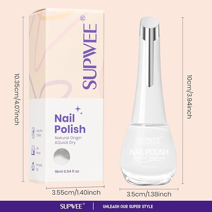 Milky White Quick Dry Nail Polish, 16ml Ari Fast Dry Regular Nail Polish Lacquer High Glossy Fall Finger Nail Manicure DIY Nail Art Salon Gift for Women Girl