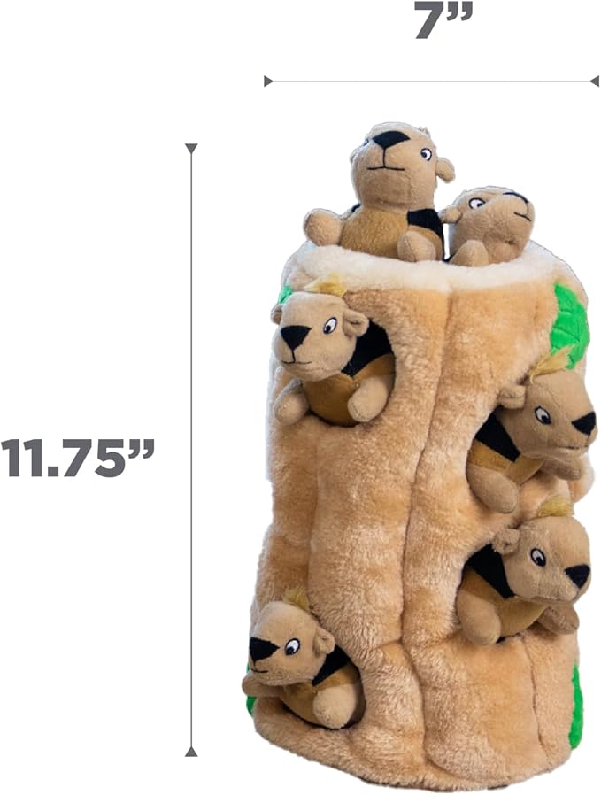 Outward Hound Hide-A-Squirrel Plush Squeaky Dog Toy, XL, 7" x 11.8" | Hide-n-Seek Puzzle, 6 Removable Squirrels, Fetch Play, Interactive Enrichment, Boredom Buster, Light Chewers, Dogs & Puppies
