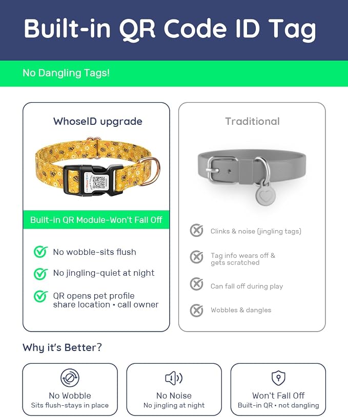 Dog Collar for Small Dogs with Smart QR Tags