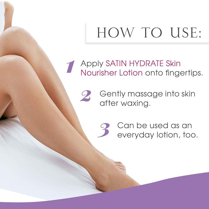 SATIN SMOOTH Post Wax Lotion - Hydrating Skin Nourisher for Smooth & Healthy Skin, After Wax Care Treatment, 4 fl oz, 2 Pack