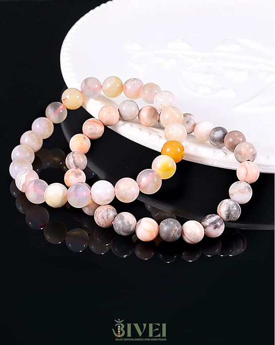 Bivei Natural Gemstone Semi Precious Healing Crystals Handmade Stretchy Round Beads Bracelet,Stocking Stuffers for Women Enhance Positive Energy