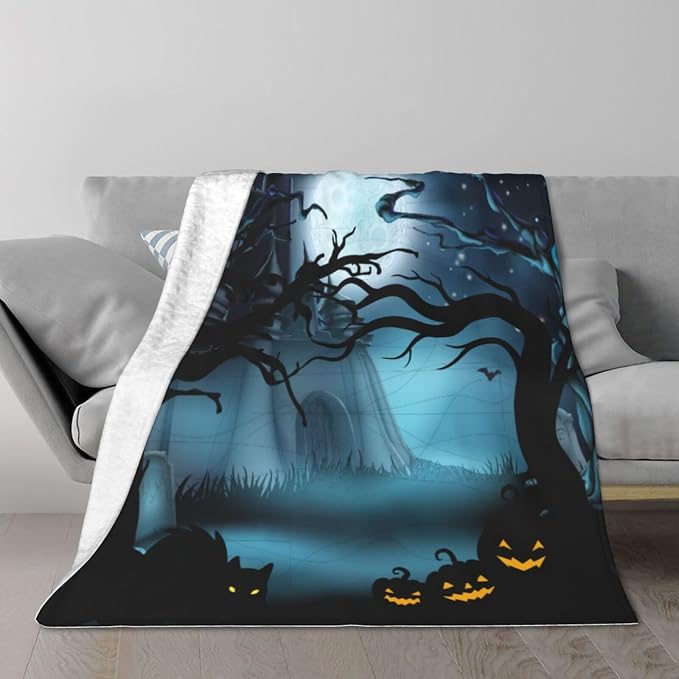 Cute Halloween Blankets for Kids/Teens/Women/Men/Adults, Spooky Blanket for Boy/Girls/Toddler, Fall Throw Blanket for Couch 50"x 60"