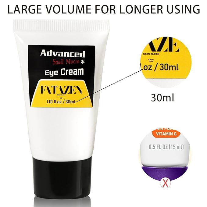 Snail Peptide Eye Cream for Dark Circles & Wrinkles with 5 Peptides Complex, 1.01fl oz Advanced Hydrating Eye Treatment Creams for Reduce Fine Lines, Firming & Anti-Aging, Cruelty-Free
