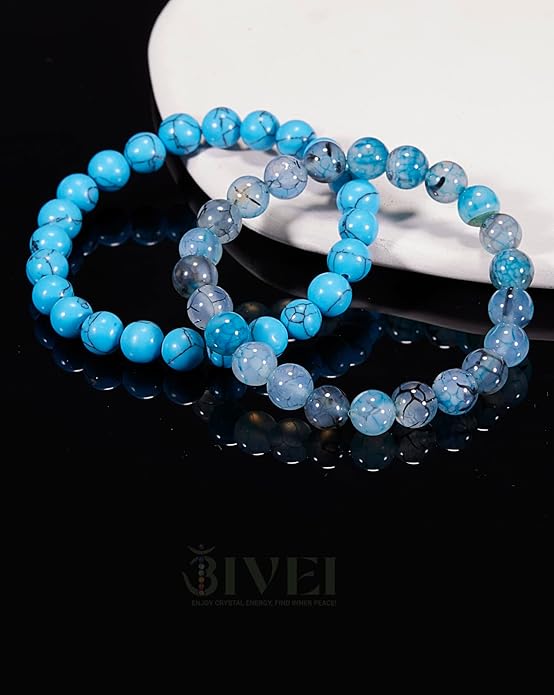 Bivei Natural Gemstone Semi Precious Healing Crystals Handmade Stretchy Round Beads Bracelet,Stocking Stuffers for Women Enhance Positive Energy