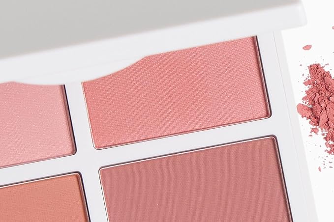 4-Shade Sunset Blush Palette, Pink Tones for Natural Flush, Silky Blendable Powder, Clean Vegan Formula, Travel-Friendly, Compact