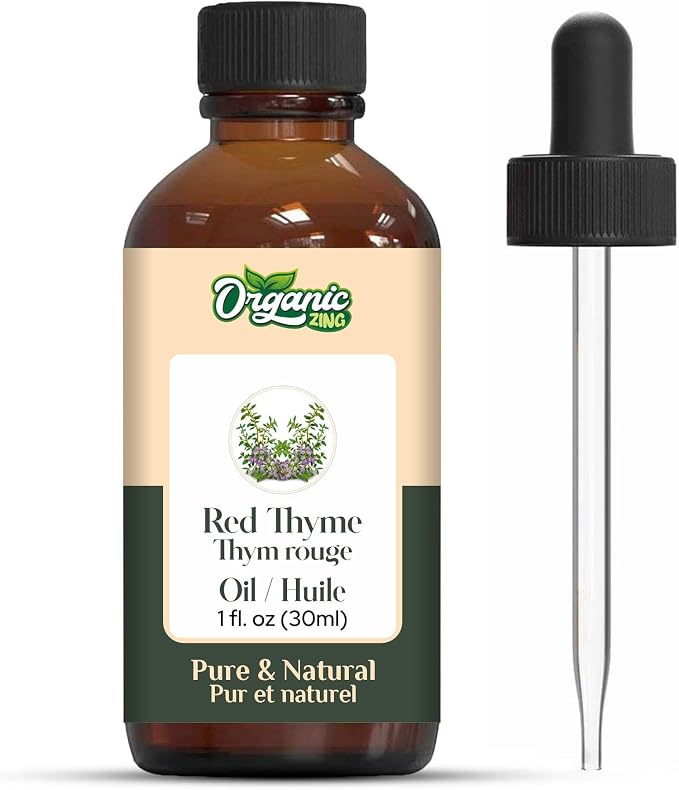 Organic Zing Red Thyme (Thymus vulgaris) Oil | Pure & Natural Essential Oil for Aroma, Skincare & Massage- 30ml/1.01fl oz