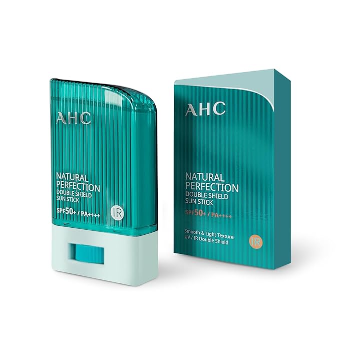 gadi place AHC Natural Perfection Double Shield Sunstick 22g / 0.78 Oz (Green) SPF50+ PA++++ | UV Protection Sunscreen Sun for Face and Body stick Korean K-Beauty, 22.0 grams, 1