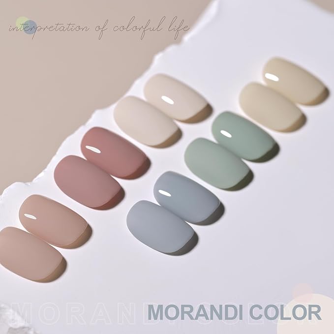 GAOY Neutral Gel Nail Polish Set, 6 Colors Blue Green Beige White, UV Light Cure Gel Polish for Salon and Nail Art DIY at Home