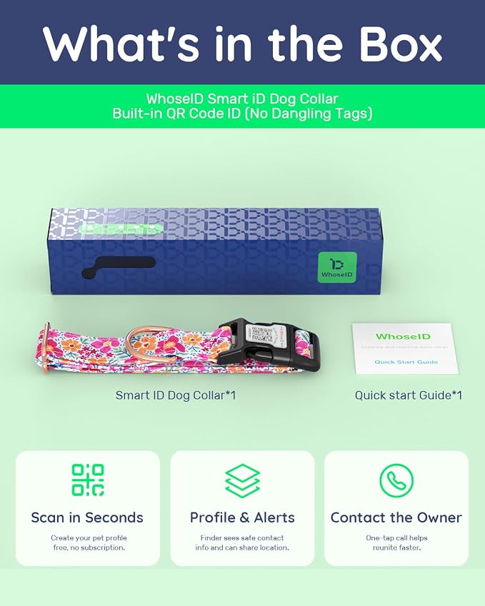 Dog Collar for Meidum Dogs with Smart QR Tags