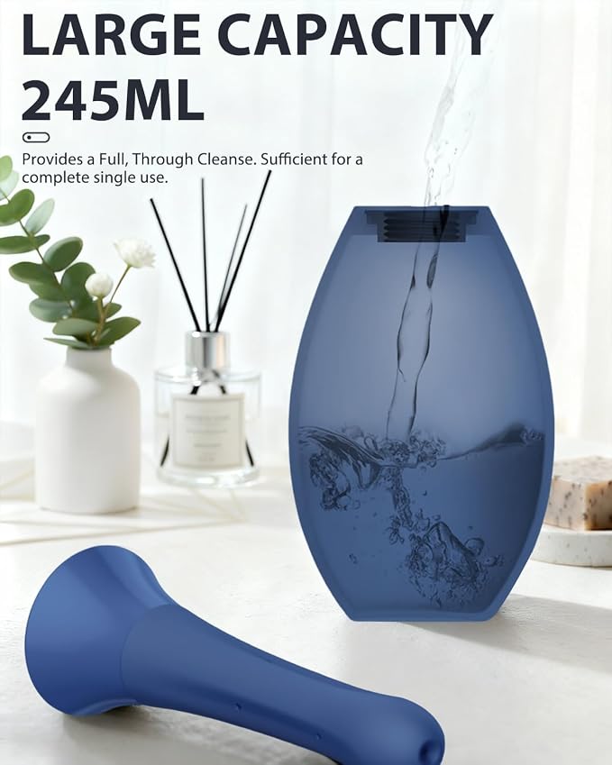 Enema Douche Anti Back-Flow, Amal Douche Connected to Shower Hole,Enema Bulb with 7 Spouts, Reusable Portable Enima Vaginal Cleaner kit for Men Women (Dark Blue)