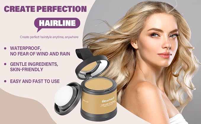 Hairline Powder Instantly Conceals Hair Loss, Root Touch Up Hair Color Powder, Hair Toppers for Women Men, Hair Fibers for Thinning Hair, Root Cover Up lasting 24 hours (Blonde, 0.35)