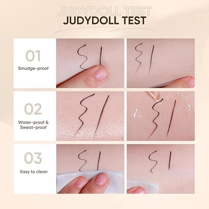 JUDYDOLL Ultra-Fine Liquid Eyeliner - Precision Tip for Wing Line, Smudge-Proof, Quick-Drying, Waterproof, Easy to Get Inner Corner Lined, Hooded Eyes-Friendly (#01 Black)