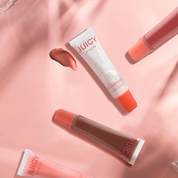 Juicy Lip Gloss, Lipgloss for Women and Girls, Lip Plumper, Lip Makeup Hydrating, Tinted Lip Balm, Colorful Lipgloss Moisturizing and Vibrant #nude