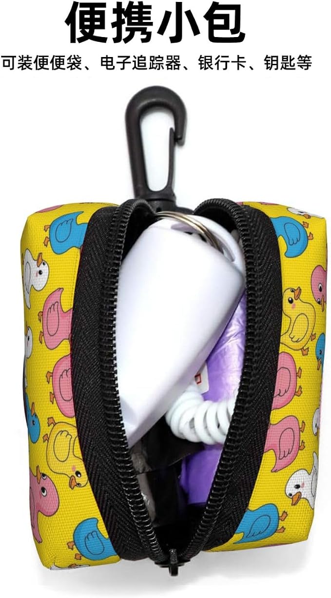 Dog Waste Bag Dispenser Cute Colorful Rubber Duck Pet Poop Bags Holder for Doggie Waste Bags for Leash Accessory
