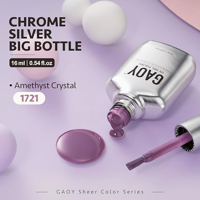 GAOY Jelly Nude Purple Gel Nail Polish, 16ml Sheer Neutral Translucent Soak Off Gel Polish, UV Light Cure for Nail Art DIY, 1721 Amethyst Crystal