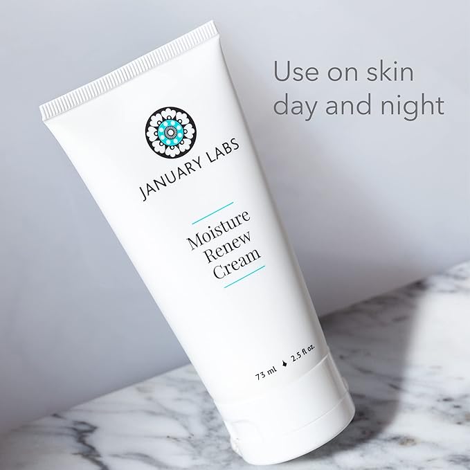 January Labs Moisture Renew Face Cream, Day or Night Face Moisturizer Cream for Dehydrated & Stressed Skin, Skin Care Essentials, 2.5 Oz