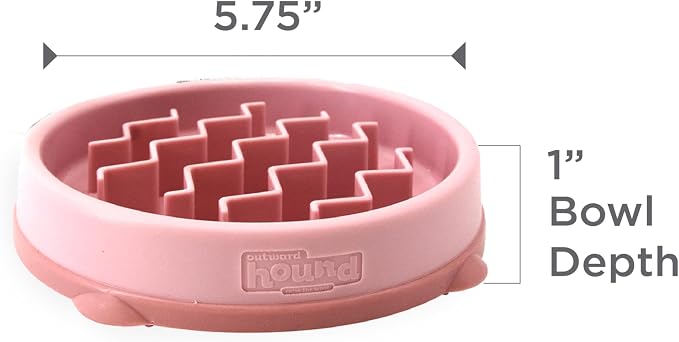 Outward Hound Fun Feeder Slo Bowl Dog Slow Feeder, Wave, Pink, 5.8"