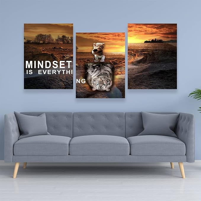 3 Pieces Inspirational Wall Art Motivational Quotes Wall Decor Office Painting Picture Poster Print Artwork Motivational Canvas Wall Art Framed for Living Room Bedroom(48" W x 24''H)