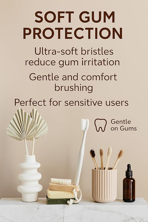 ClearTabs Soft Toothbrush 8 Pack - Ultra Gentle Bristles for Sensitive Teeth & Gums, Eco-Friendly Bamboo Design, Multi-Color Family Set for Daily Oral Care