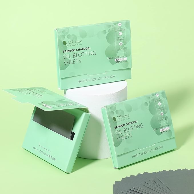 Oil Blotting Sheets for Face, DUcare 100 Counts Green Tea Blotting Paper For Oily Skin, Oil Absorbing Sheets For Face