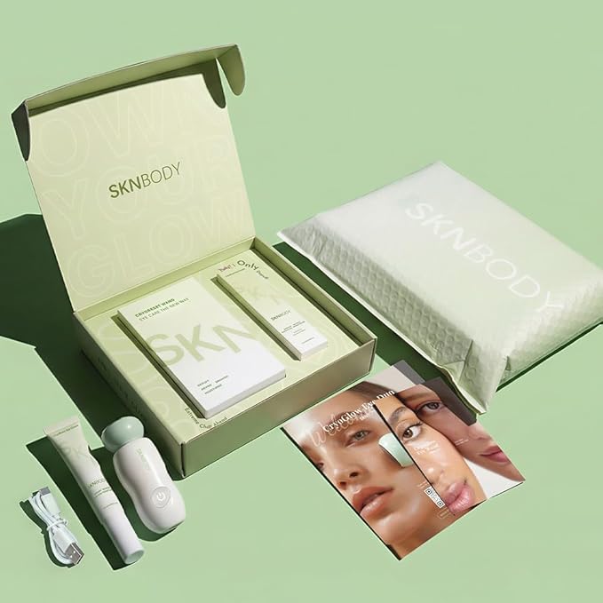 SKNBODY CryoReset™ Eye Duo System Cryotherapy Cooling + SonicTap™ Eye Wand and Eye Cream Set, Under Eye Massager with Gentle Vibration, Refreshes Tired Eyes and Helps Reduce Puffiness