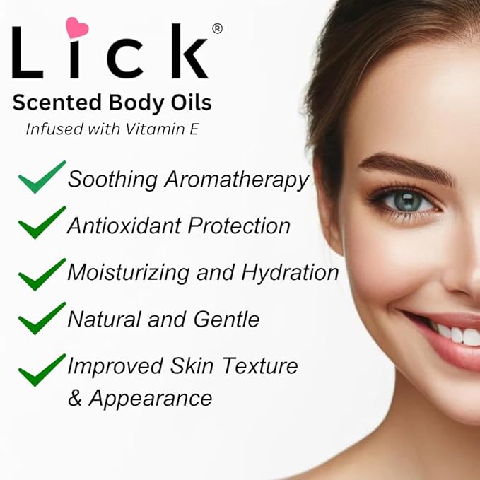LICK Chocolate Cake Dessert-Inspired Scented Body Oil – Fast-Absorbing Daily Hydration with Almond Oil & Vitamin E – 4 oz