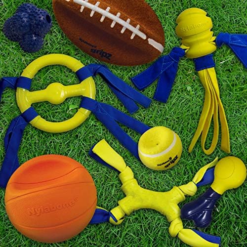 Nylabone Power Play Felt Football Gripz Fetch Toy, Squeaky Ball Chew Toy for Dogs, Medium (1 Count) (Pack of 4)