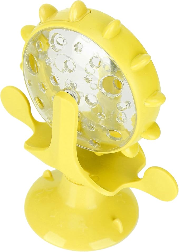 VINGVO Cat Treat Dispenser Toy, Interactive Cat Feeder 360 Degree Rotating Windmill Leaking Food Toy for Indoor Cats with Suction Cup Cat Camera Treat Dispenser Cat Treat Dispenser Toy