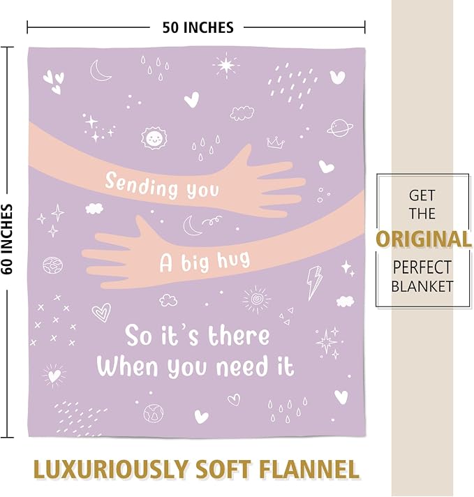 Get Well Soon Gifts for Women Men, Hug/Healing Blanket | Thinking of You/Cancer Care/Sympathy/After Surgery Gifts for Friends, Sister, Coworkers, Soft Throw Blankets 50'' x 60''