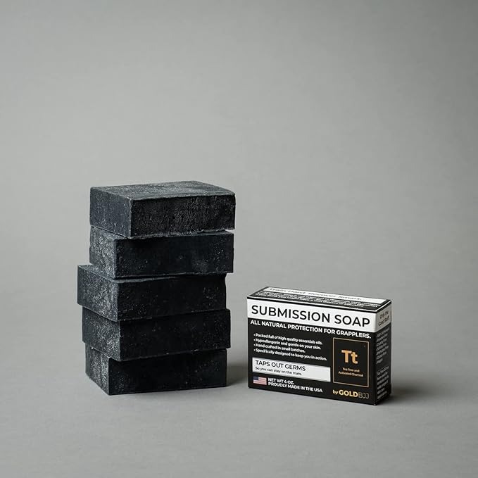 Premium Tea Tree Oil Soap - USA Made Bar Soap for BJJ, Jiu Jitsu, Wrestling, and Grappling (2-Pack of 4 Ounce Soap Bars, Activated Charcoal)
