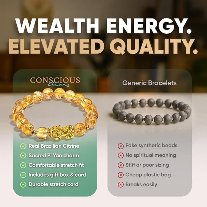 Conscious Items Wealth & Manifestation Bracelet for Women & Men, Prosperity Bracelet with Money Crystals & Natural Stone for Abundance, Goal Attraction, & Positive Intentions