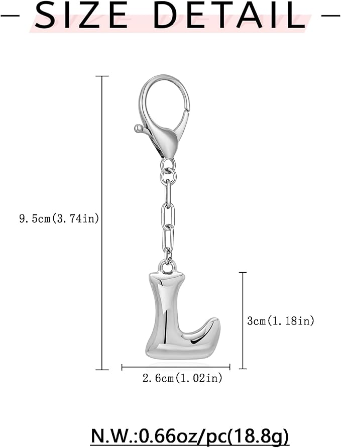 WOWORAMA Initial Letter Keychain for Women Chunky Gold Bubble Letter Bag Charm Purse Charm Personalized Keyrings Accessories