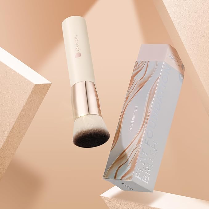 DUcare Foundation Brush,Flat Top Kabuki Brush Synthetic Professional Makeup Brush Liquid Blending Mineral Powder Buffing Stippling Makeup Tools,Beige