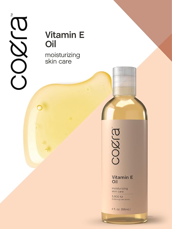 Coera Vitamin E Oil | 5,000 IU | 4 fl oz | Moisturizing & Nourishing Skin Oil for Face, Hands, and Body | Free of Parabens, SLS, & Fragrances