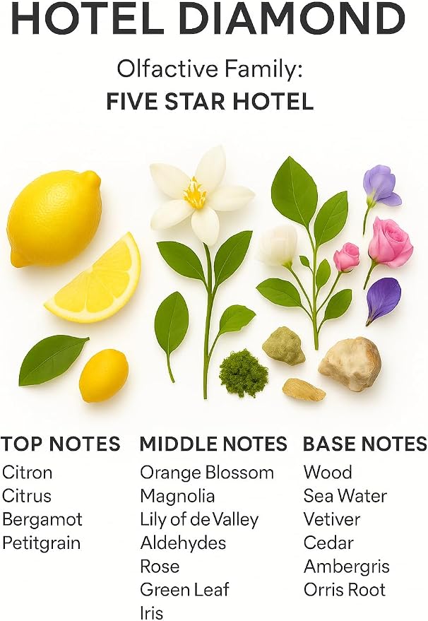SevenAromas Hotel Diamond | 145ml 5oz Hotel Scent Diffuser Oil | Five Star Hotel | Bergamot, Rose & Iris | Luxury Waterless Aromatherapy