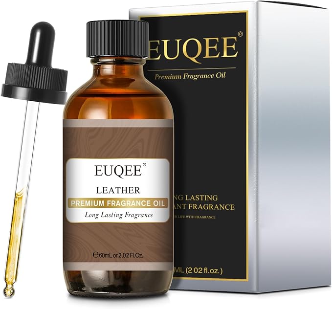 EUQEE 60ML Leather Fragrance Oil with Glass Dropper (2.02 Fl oz) | Essential Oil for Diffuser, Candle Making, DIY Soap