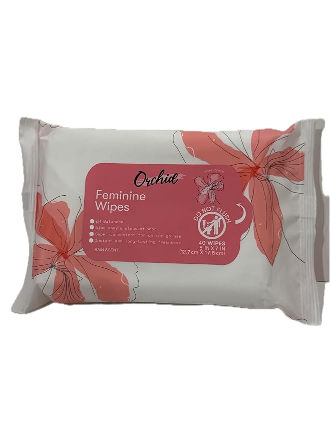 Feminine Wipes, 40 Wipes, 5 in x 7 in (Rain)