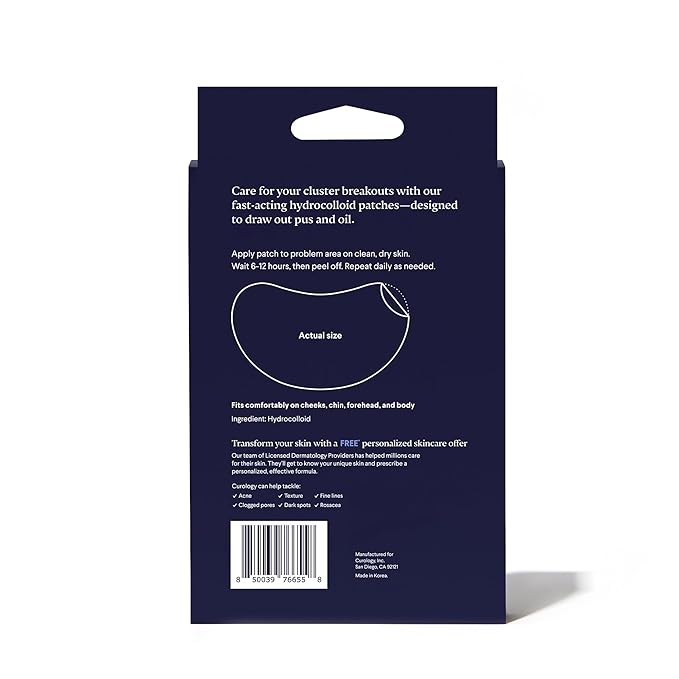Curology Emergency Spot Patch Clusters for Breakouts, Stocking Stuffer Gifts, Fast Acting Large Hydrocolloid Pimple Patches for Face, Oil Absorbing, 14 Count