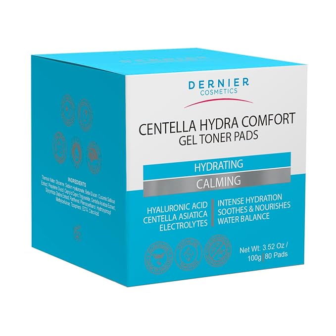 Dernier Gel Toner Patches – Hydrating Pads with Gotu Kola – Moisturizing & Calming Hydrogel Skincare Treatment Face Mask– Regenerative Formula to Improve Firmness & Elasticity | 100g - 80 Pads