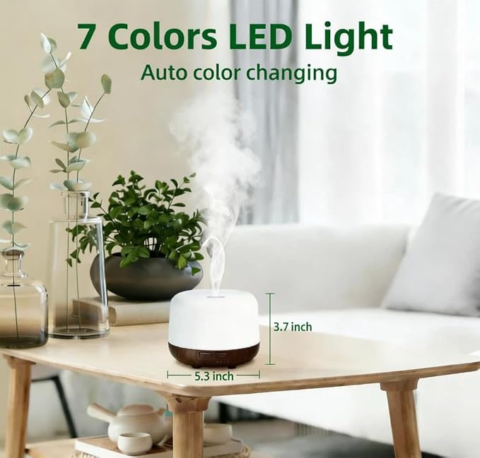 500ML Aromatherapy Essential Oil Home Diffuser with Remote Control, Large Room Cool Mist Air Humidifier for Relaxing Atmosphere in Home Office Bedroom
