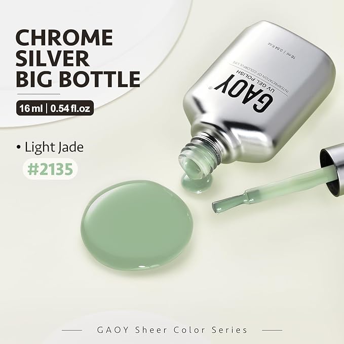 GAOY Jelly Gel Nail Polish, 16ml Sheer Green Translucent Soak Off Gel Polish, UV Light Cure for Nail Art DIY, 2135 Light Jade