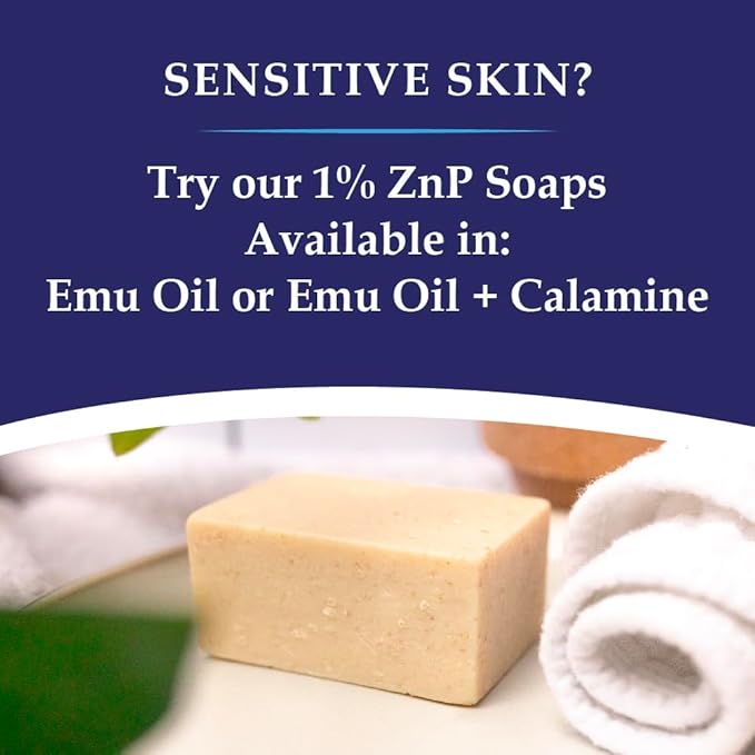 Noble Formula 2% Pyrithione Zinc (ZnP) Emu Oil Bar Soap, Especially Formulated for Acne, Psoriasis, and Eczema, Safe for Daily Use and All Skin Types, 3.25 oz