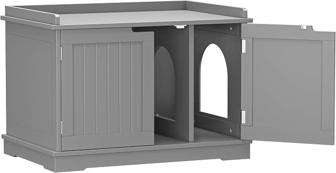 Pet Republic Hidden Cat Litter Box Enclosure - Cat Litter Box Furniture Table Nightstand (Grey)