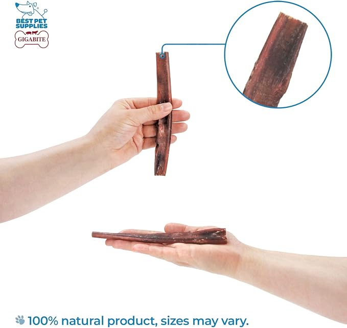 GigaBite Beef Esophagus Dog Treats Sticks - 6 Inch , 80 Pack | All Natural, Single-Ingredient Beef Gullet Chews, High Protein, Rawhide Free, Supports Dental Health