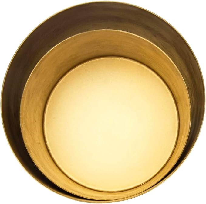 MyGift Modern Brushed Brass Plated Indoor Plant Pot, Cylindrical Metal Vase, 5 and 6 Inch, Set of 2 - Handcrafted in India
