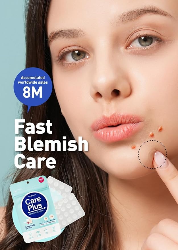 OLIVE YOUNG Care Plus Spot Patch | Hydrocolloid Acne Korean Spot Patch to Cover Zits, Pimples and Blemishes, for Troubled Skin and Face (Hydrocolloid, 102 Count (Pack of 1))